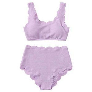 Purple Scalloped High Waisted Bikini